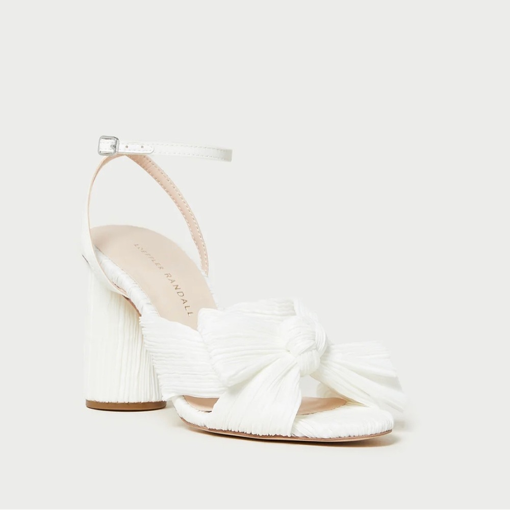 LOEFFLER RANDALL Camellia White Pleated Bow Heel